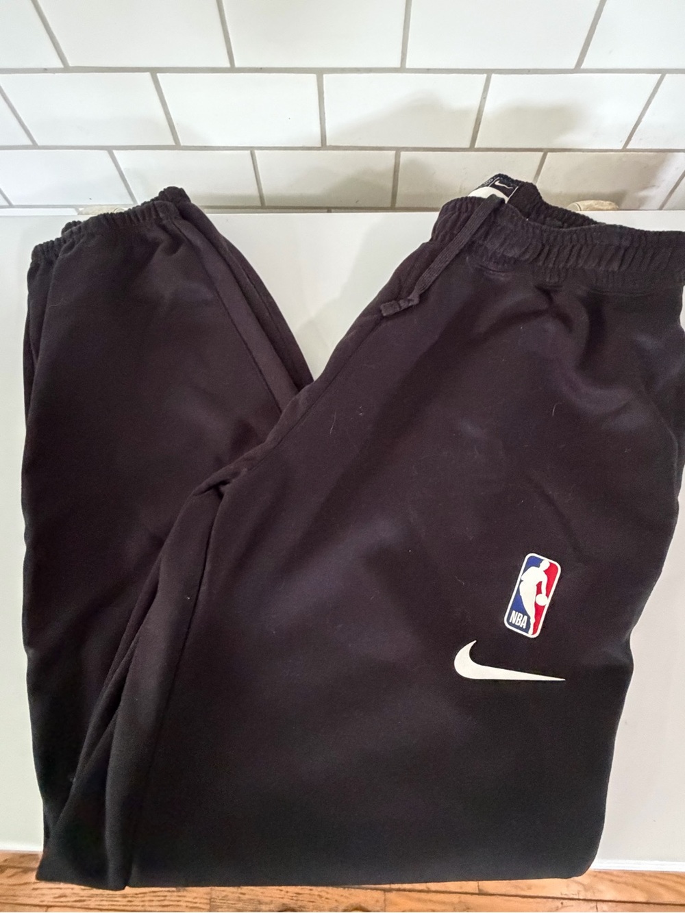 NBA Black Sweatpants with White Logo and Swoosh